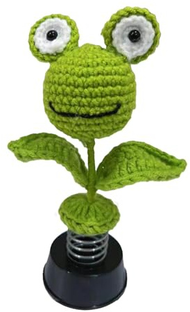 Nankoyal Car Dashboard Decor,Crochet Sunflower Frog Duck Bobblehead Car Decor,Funny Dashboard Accessory Interior Shaking Heads Nodding Doll,Animated Bobble Dancer C-ar Interior Desk Ornament