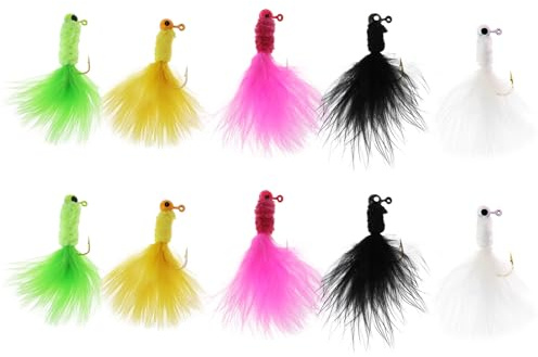 VGOL Juego de 10 Cabezas Plomadas para Pescar Anzuelos de Plumas para Trucha Lubina Salmón Tipo de Pez Señuelos de Cabeza Esférica Redonda (1/16 Oz)
