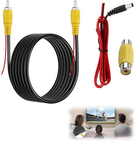 Câble RCA 6m pour Caméra de Recul Rallonge RCA Double Blindage Câble Caméra | Rca Rallonge Prise Vidéo Jaune Vers Prise Femelle Et Câble D'alimentation pour Connecter Un Moniteur et Une Camé ra de R ecul