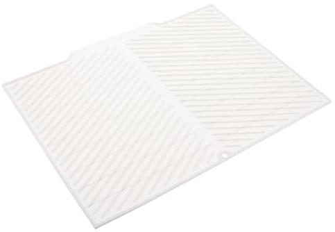 Mikikit Tapete de Silicona para Secado de Platos, Beige, Tamaño Medio