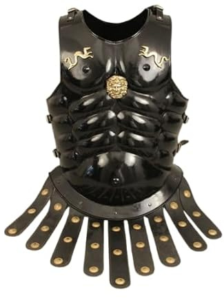 Mittelalterliche römische Brustpanzer, schwarzer Ritter, Gothic-Muskeljacke, Eisenstahl, Brustplatte, römischer Kürass, LARP, Krieger, Brustplatte, Cosplay-Kostüm, Halloween