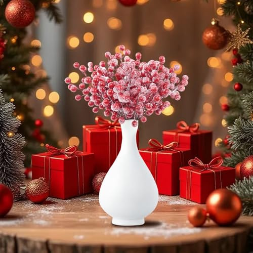 FGTOPBY Rote Beeren Deko Weihnachten,Beeren Fake Mini Rot Holly Künstlicher,10 Stück Rote Zweige Deko für Weihnachtsdeko Blumensträuße,Hochzeit Heimdekoration DIY Handwerk