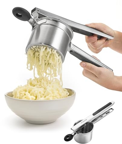 Emperial Stainless Steel Potato Ricer & Masher | Heavy Duty Professional Potato Press for Mashed Potatoes | Large Capacity Food Press | Dishwasher Safe | Silicone Handle | Fruit & Veg Ricer Tool