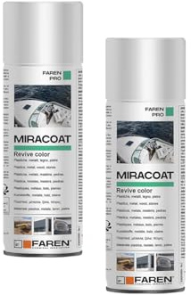 FAREN MIRACOAT,Spray Protettivo e Rigenerante,Ravviva Colore, per Plastica, Marmo, Granito, Pietra, Cemento, Metalli Lucidati e Cromati, Senza Siliconi, 400ml (2, pz)
