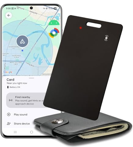 Android Only Wallet Tracker, Slim Bluetooth Tracker Card for Google Find Hub, IP68 Waterproof Wallet Finder, Wireless Rechargeable, Smart Tag for Wallet, Passport, Luggage UK Local Stock