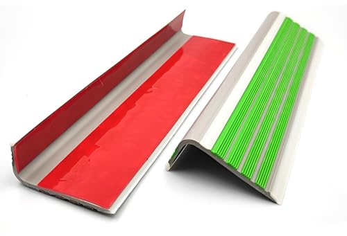 Profilé d'angle de bord de marche en PVC avec bande lumineuse, nez de marche antidérapant autocollant en forme de L pour intérieur et extérieur, 5 × 2,5 × 100 cm(Green)