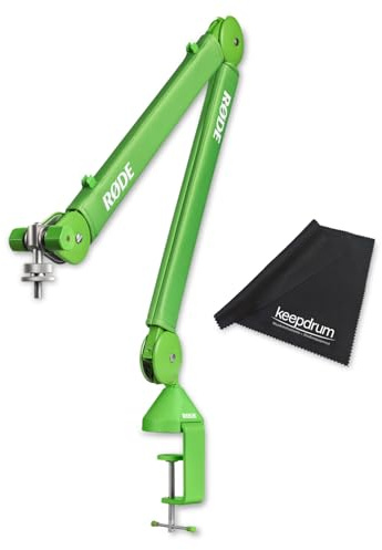 Rode PSA1+ Plus Table Microphone Arm Articulated Arm Green with Keepdrum Microfibre Cloth