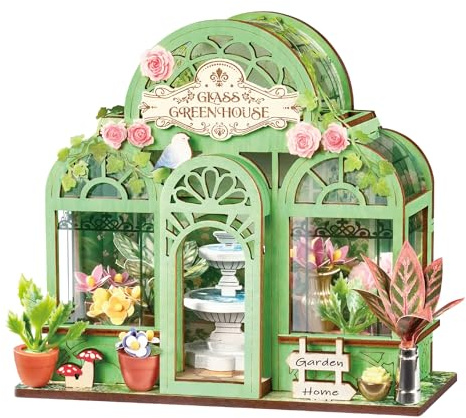 Rolife Casa delle Bambole Mini Negozio Casa in Miniatura in Legno Book Nook Kit Modellismo da Costruire Adulti Decorazione d'Interni Regalo di Compleanno per Adulti (Giardinetto con Fontana)