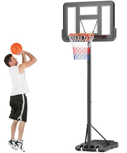 Basketballkorb, höhenverstellbarer 135–305 cm, Basketballständer mit Rädern, Dickes PVC-Backboard 71,5 × 110 cm, vergrößerte Basis, Kinder/Jugendliche/Erwachsene, innen/Garten/Hinterhof