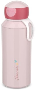 Mepal Gourde Campus pour enfants, bouteille d'eau personnalisée avec nom imprimé, bouteille de sport, anti-fuite, crèche, école, cœurs roses