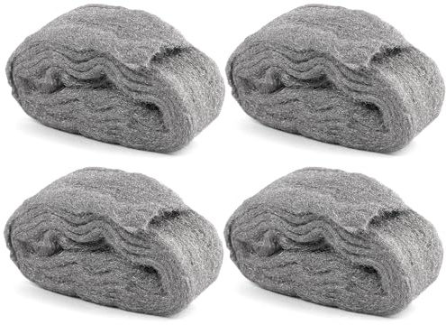 Lana Acciaio 0000 12m, 4 Pezzi Lana di Acciaio 0000 Anti Topi e Ratti, Paglietta Acciaio per Tappare Buchi e Fessure, Ideale per Pulizia, Lucidatura, Efficace per Isolare dai Roditori