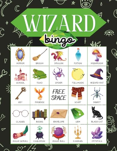 Wizard Bingo: 32-Player Magical Themed Party Games for Fantasy Movie Marathons, Birthdays, and Halloween Classroom Events