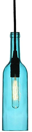 Lampadario decorativo 1MT E14 Bottle Shape Ф72mm Vetro - Blu