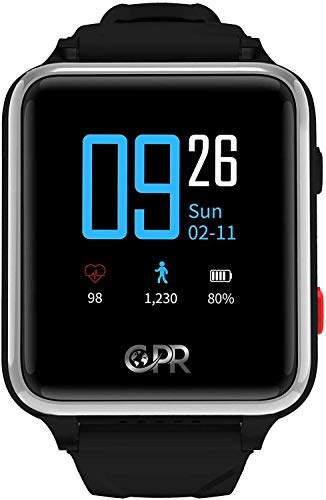 CPR Guardian II - Montre connectée pour Seniors Téléassistance - « Protégez Vos Proches âgés Tout en préservant Leur indépendance »…, Noire