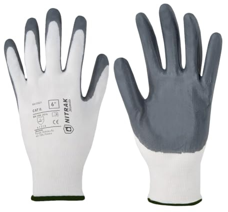 3Kamido NITRAK Arbeitshandschuhe - Antirutsch - Nahtlos,besten Qualität Nitril beschichtet - Beständigkeit gegen Öle,Fette und Kohlenwasserstoffe Kat II EN 388 4131X(7,12 Paar)