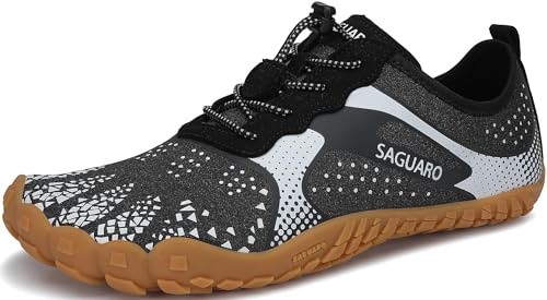 SAGUARO Trail Löparskor Herrar Dam Minimalistiska Skor Halkfria Andningsvattenskor Lätta Barfota Skor för Gym Asfalt Trekking, Kolsvart 43 EU