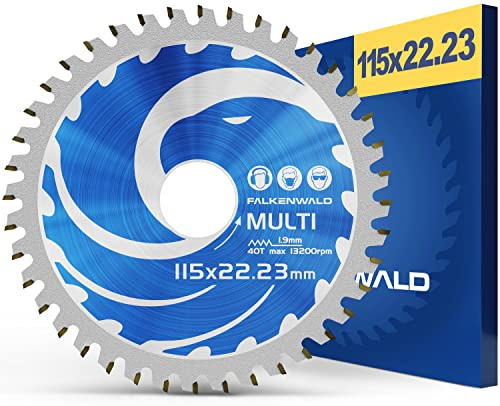 FALKENWALD Sägeblatt Holz 115mm - Ideal für Holz - Kreissägeblatt 115 x 22,23 mm - Holzscheibe 115