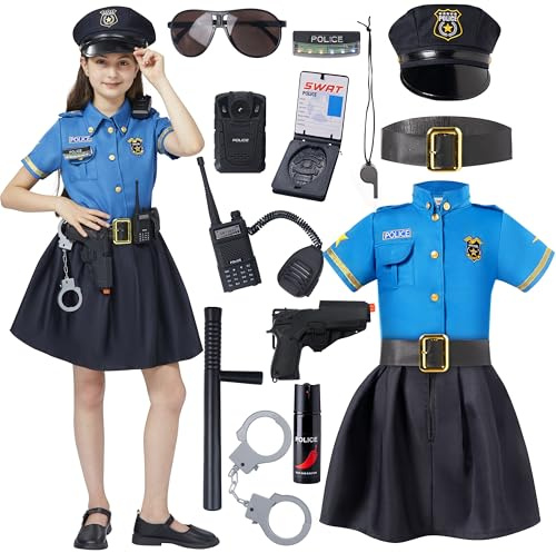 Spooktacular Creations Halloween Child Girl Police Disfraz Estilo azul claro (pequeño (5-7 años))