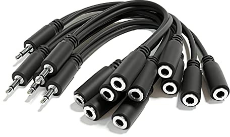 ExcelValley - 5-Pack - Mono Splitter Y Patchkabel - TS 3,5mm 1/8 Eurorack Synth Synthesizer [Schwarz]