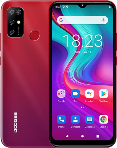 DOOGEE Android 11 Smartphone ohne Vertrag X96, Octa Core 2GB + 32GB, 5400mAh Akku, 8MP DREI Kamera, 6,52 '' Wassertropfenbildschirm, Handy DUAL SIM + SD(3 Steckplätze), Fingerabdruck GPS Rot