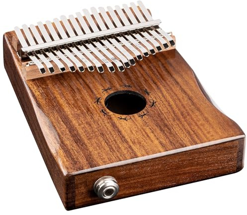 Ortega Guitars Kalimba C-Dur elektroakustisch - Percussion Series - Daumenklavier mit 17 Zungen - Mit Pickup - Inklusive Zubehör - Akazie, Natur (OKB1E) | Percussion Series, integrierter Pickup, inkl. Zubehör, Natur, OKB1E