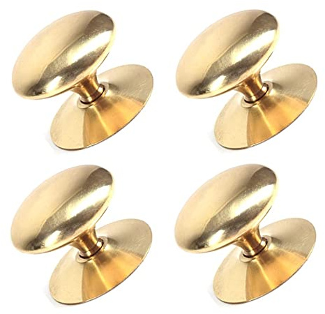 TERF® 45mm Traditional Victorian Polished Brass Cabinet Door Knobs 45mm Chest Drawer Cupboard Kitchen Wardrobe Door Pull Handle Knobs with Fixing Screw for Use Home and Office - Pack of 4