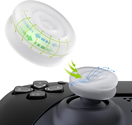 PlayVital Thumbstick Caps für PS5/PS4, für Xbox Series X/S | für Xbox One, für Elite Series 2, für Switch Pro Controller, Stick Aufsätze, Joystick Kappen Zubehör, Transparent