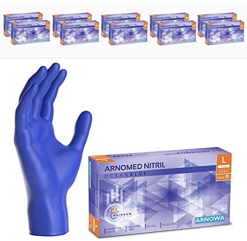 1000x ARNOMED® Einweghandschuhe Dunkelblau, Nitril Handschuhe L | Einmalhandschuhe, Nitrilhandschuhe puderfrei, Gummihandschuhe Einweg, Schutzhandschuhe, Handschuhe Nitril in S, M, L, XL