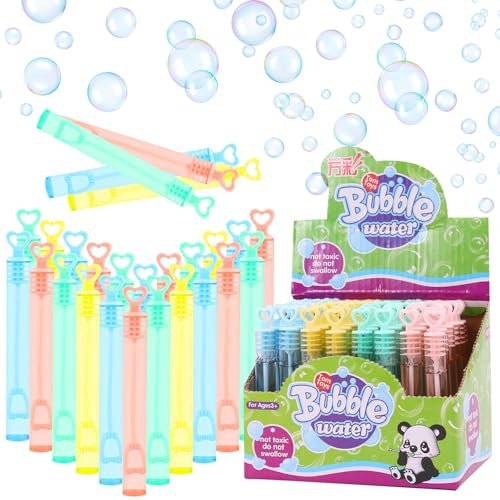 48 Pezzi di Mini Bacchette per Bolle di Sapone Bambini Set, Colorato Bolle Sapone Stick Con Manico, Giocattoli Matrimonio per Bambini, Adatto per Matrimoni, Feste, Gadget Compleanni