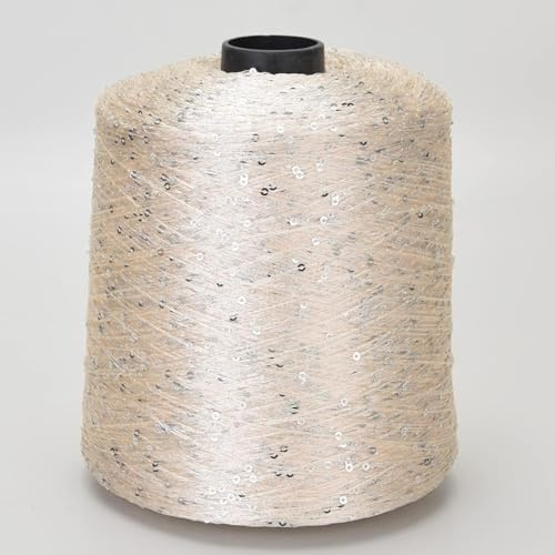Häkelgarn zum Stricken Polyestergarn mit Paillettengarn Garn mit Schlaufen Strickgarn mit Lurex Großspulengarn, 17