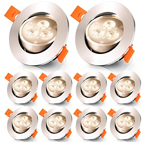 Sonnewelt LED spot Einbaustrahler 230V 10 Stück x 3W warmweiß LED deckenleuchte Spots schwenkbar Integriert Deckenspots flach Einbauleuchten fr Badezimmer Kche Wohnzimmer Korridor