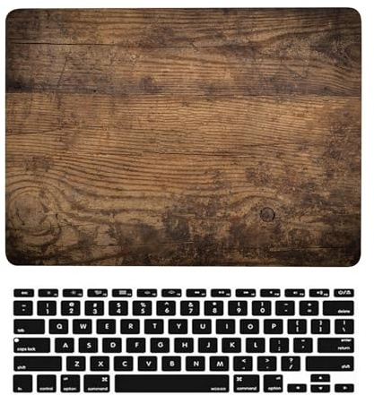 Laptop Hülle für MacBook Pro 13 Zoll A1706 A1708 A1989 A2159 A2251 A2289 A2338 M1 2020 2019 2018 2017 2016 Freisetzung, Plastik Schützend Hartschale Case Cover & Tastaturschutz, Braunes Holz