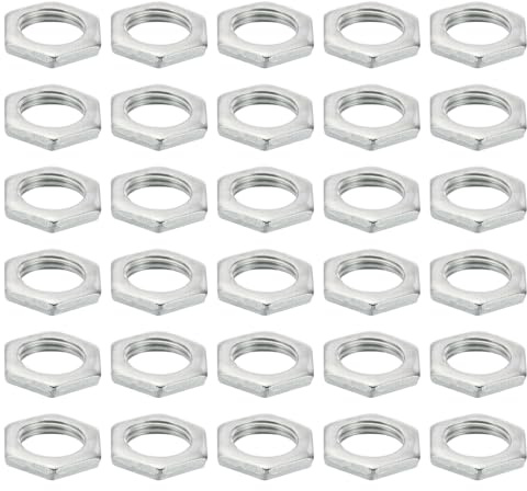 PATIKIL M16x1.5 Stahl Sechskantmuttern 30 Pack Metrische Gewinde Verzinkt Beschläge Muttern Schraube Bolzen Befestigungsteile für Lampen Maschinen Reparatur 4mm Höhe