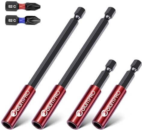 ColumPRO 6PCS Drill Bit Extension Holder Screwdriver Set, 2PCS 150mm Bit Holder with 2PCS PZ2 & PH2 Screwdriver Bits and Two 60mm Bit Holder for Impact Driver.