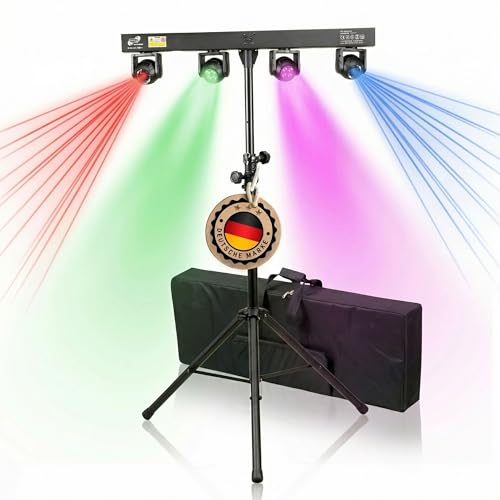 ETEC Professional LED Movingbar 2 inkl. Stativ u. Tasche Astro Balls 12W RGBW Beam 12W RGBW Moving Heads Party DJ Disco Scheinwerfer Veranstaltung Bühnenbeleuchtung Farbmischung