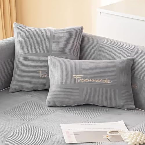 Housse de coussin universelle antidérapante et texturée - Ultra extensible - Gris - 45 x 45 cm