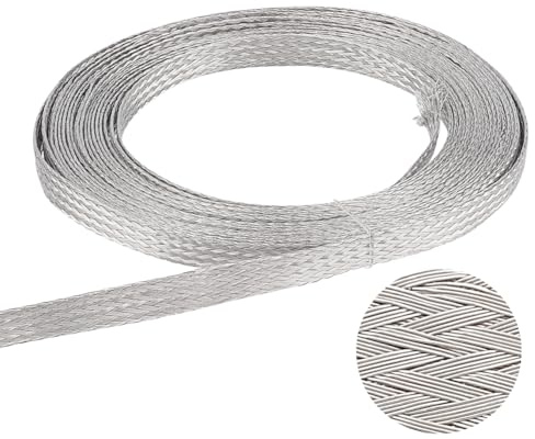 UNICRAFTALE about 6m Stainless Steel Braided Tape Expandable Braided Cable Sleeve Knitting Scalable Network Ribbon Flat Cable Sleeve Cord Protector Wire for Protect Cable