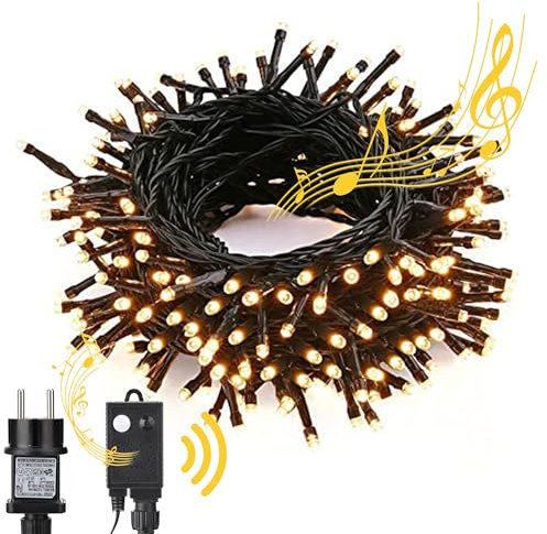 NEXVIN Lichterkette Weihnachtsbaum 20M Weihnachtsbeleuchtung Warmweiß, 200LED Lichterkette Außen Strombetrieben mit Weihnachtsmusik Speicherfunktion 8 Modi, Weihnachtsdeko Wasserdicht für Party Garten