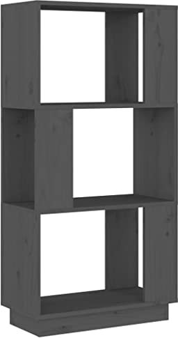 Bücherregal Standregal freistehendes Büroregal Aktenregal Aufbewahrungsregal Raumteiler Lagerregal für Wohnzimmer, Grau 51x25x101 cm Massivholz Kiefer