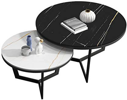 MPFYRCOJ Satztische für das Wohnzimmer, Retro-Satz-Couchtisch, Sofa-Beistelltisch, runder Teetisch, Couchtisch, 2er-Set, Marmor-Satztisch, moderner Sofa-Beistelltisch für das Wohnzimmer, Home Office,