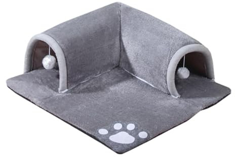 Katzentunnelbett | Katzenrohrspielzeug mit einem hängenden Ball | Waschbares Katzenbett Höhle für Indoor-Katzen mit Plüschball | Quadrate Katzentunnel | Haustier-Plüschbett Hundehaus