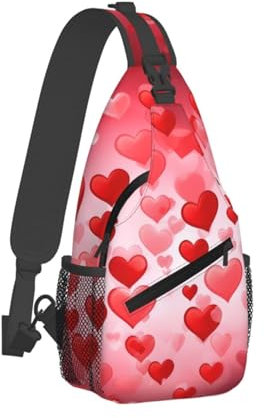 QVUEagriSJ Umhängetasche für Herren und Damen, Umhängetasche, rote Herzen, Umhängetasche, Brusttasche für Reisen, Sport, Rote Herzen, Einheitsgröße, Sling-Rucksäcke