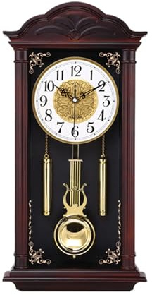 Orologio da parete in legno a forma di nonno con campanellino e pendolo oscillante, 66 cm, orologio tradizionale silenzioso – design classico con campanellini