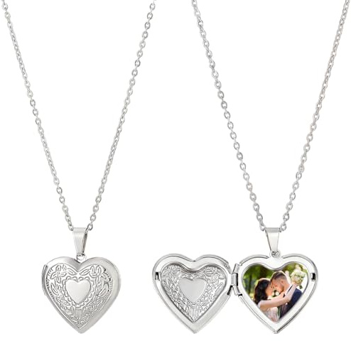 UNICRAFTALE 2 Set Schwimmende Medaillon Anhänger Edelstahl Herzform Bilderrahmen Anhänger Metallanhänger Herz Erinnerungsfoto Anhänger Für Selbstgemachte Gedenkketten Schmuck Basteln Valentinstags