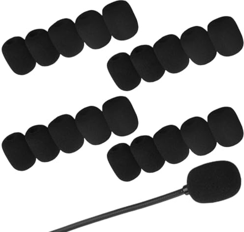 20 Packs Microphone Foam Cover, Mini Windscreens Sponge Foam Covers Shield, Microphone Windshield, Small Microphone Noise Filter, Mic Cover Black
