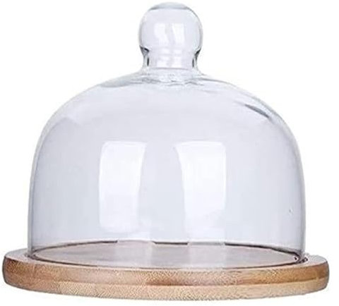 Alzata per torte con coperchio a cupola, Tortiera a cupola, tortiera ricoperta in vetro for la casa, festa, supermercato, vassoio for pasticceria, piatto con fessura in legno, cupola for bistecca con