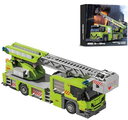 Technische Fahrzeugserie Bausteine Bausatz, 829 Teile Technik Leiter Feuerkran Modellbausteinen, Klassiker Truck Bausteine Auto Bauspielzeug Set, Geschenke für Erwachsene und Kinder