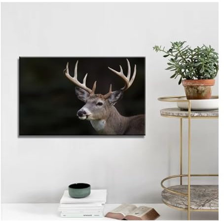 Schwarz-weißes Hirsch-Poster Wildtier-Leinwanddrucke Malerei Kunst skandinavische Poster und Wandbild für Wohnzimmer Zuhause 40x60cm (ungerahmt)