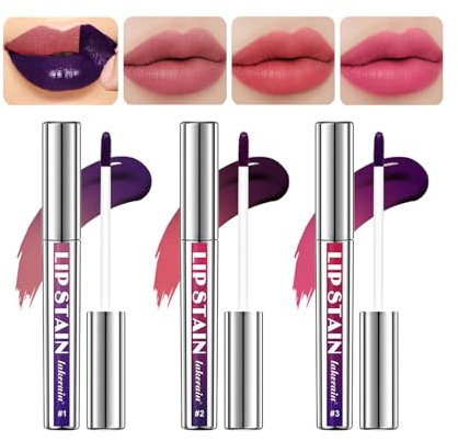3Pcs Peel off Lip Liner Stain, Peel off Lip Liner Tattoo Matte Finish Lip Stain, Colors Change Lip Gloss Long Lasting Waterproof Plump Lip Contour Gloss Makeup