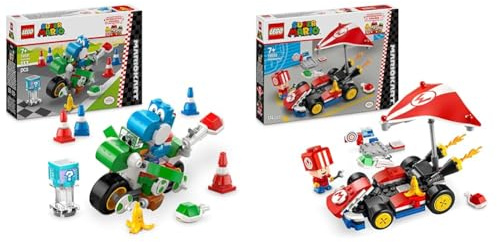 LEGO Super Mario : Set Mario Kart – Moto Yoshi + Set Jouet Kart Standard pour Enfants, Comprend Une Figurine Toad pour Jeu Indépendant 72031 + 72032